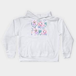 Romantic watercolor flowers hand paint design Kids Hoodie